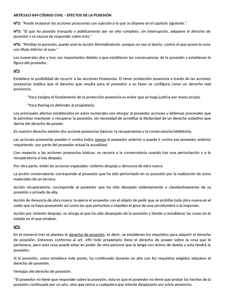 Artículo 649 Código Civil | PDF | Posesión (Ley) | Propiedad