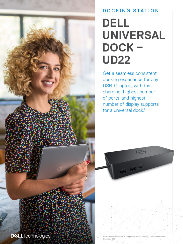 Dell Universal Dock (UD22): USB-C Docking Station With A Future-Ready Design + ZoomSpeed HDMI Cable + ZoomSpeed DisplayPort Cable