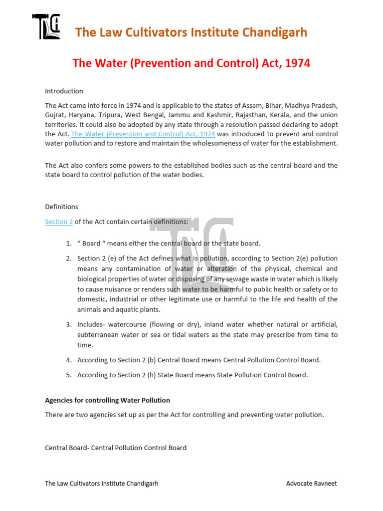 Water Pollution Control Act Overview | PDF | Rice