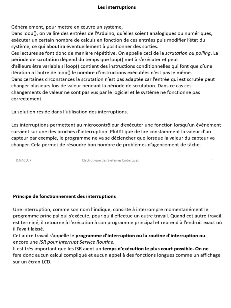 Cours 4 Interruptions | PDF | Programme informatique | Programmation