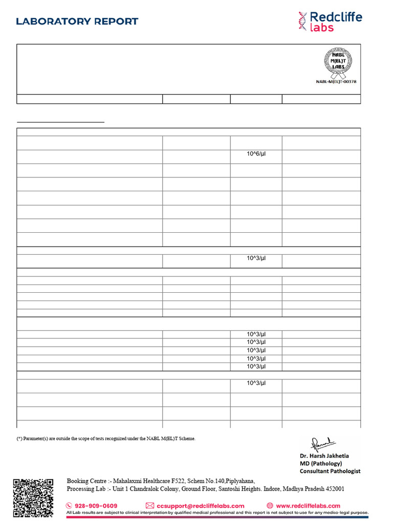 CBC Test Report: Detailed Blood Analysis | PDF | White Blood Cell ...