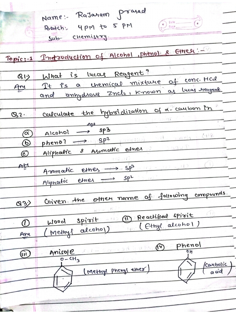 Alcohol Phenol Ether Solution With Question Chemistry | PDF