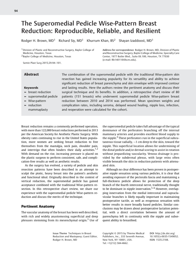 Superomedial Pedicle Wise-Pattern Reduction | PDF | Medical Specialties ...