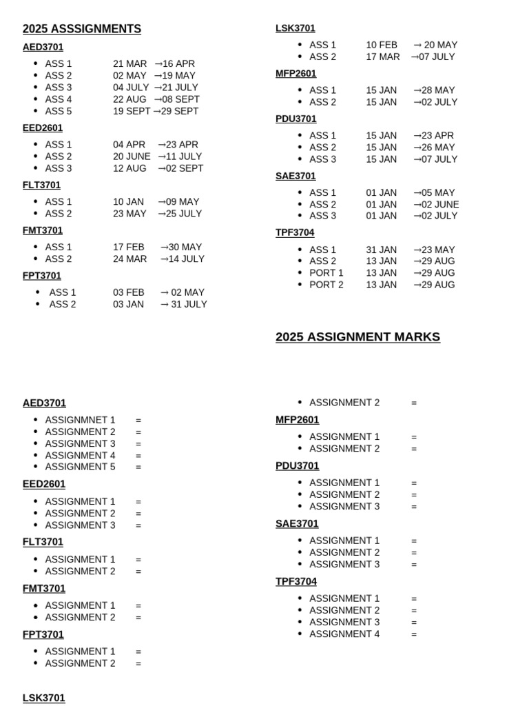 Unisa Assignments Template | PDF
