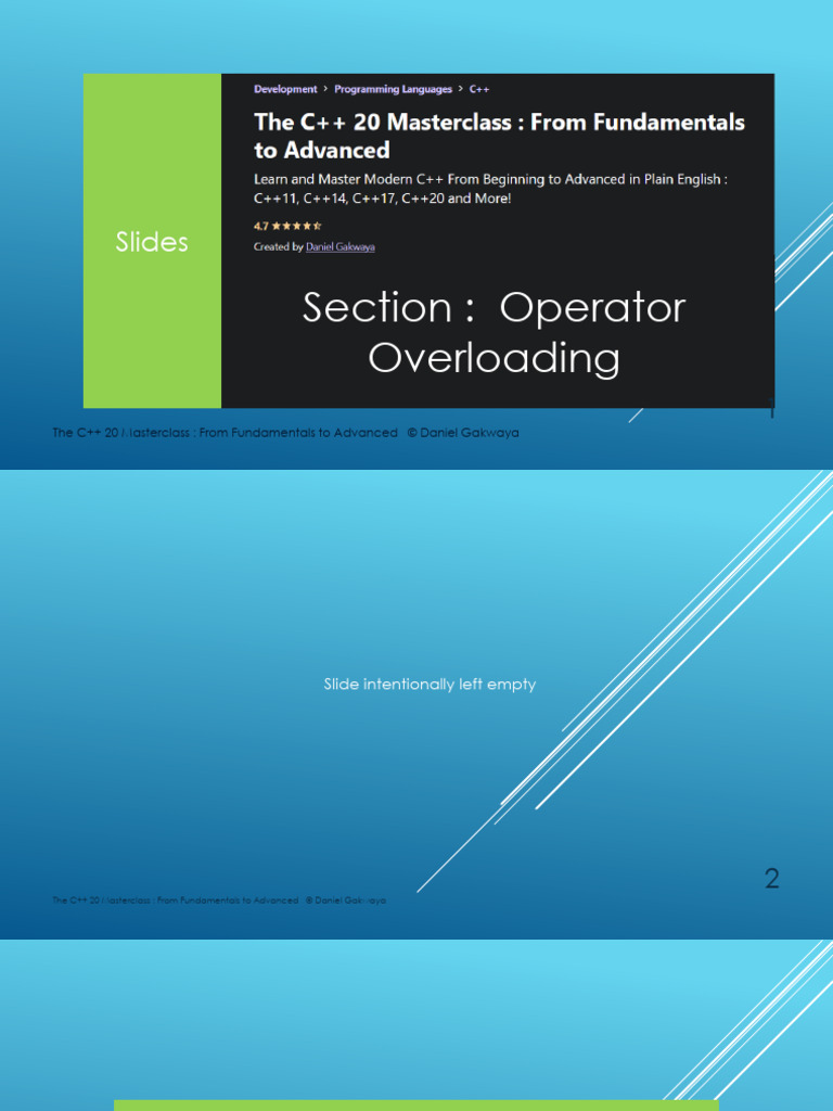 Section Operator Overloading Slides | PDF | C++ | Constructor (Object ...