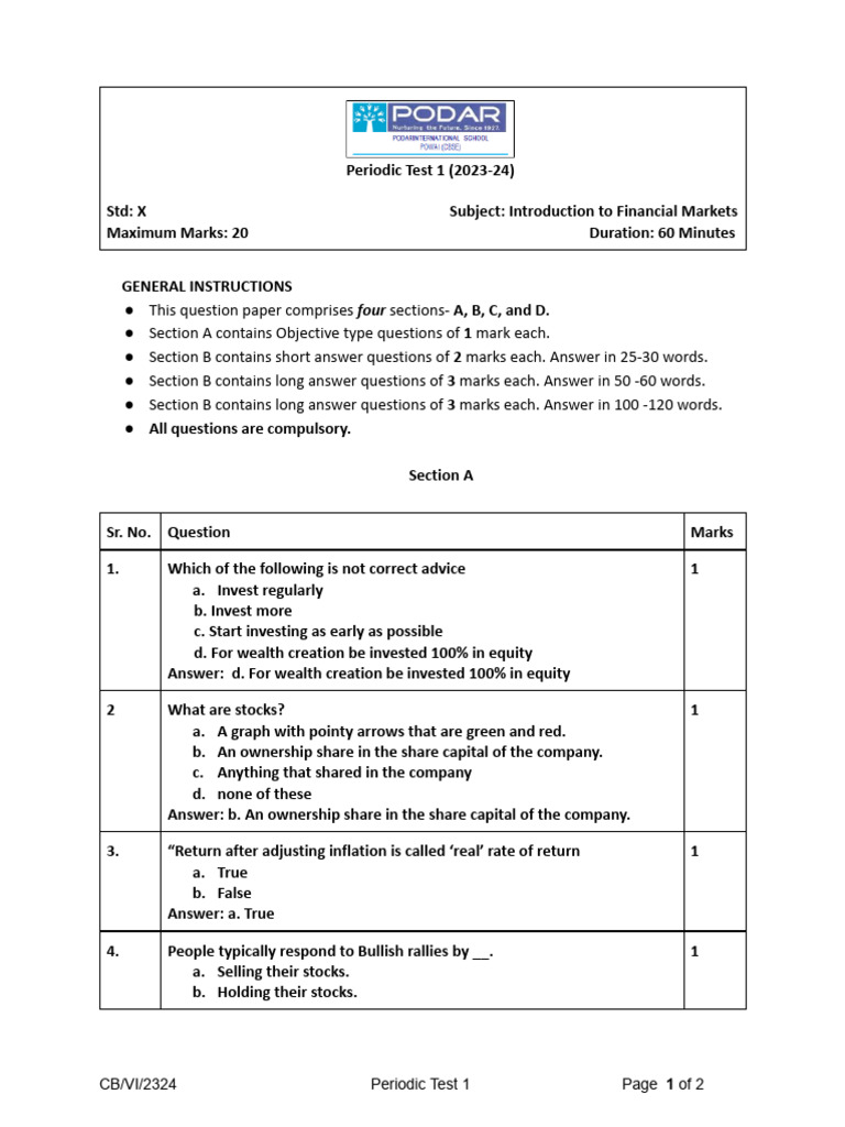 FMM - Grade X AS | PDF | Securities (Finance) | Interest