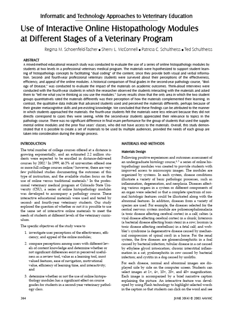 Online Histopathology Modules in Vet Ed | PDF | Pathology | Learning
