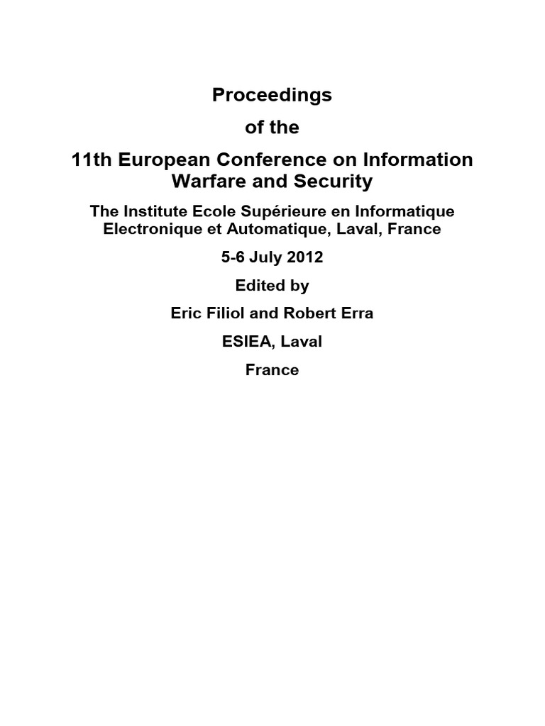 ECIW 2012 Proceedings: Cybersecurity Insights | PDF | Computer Security ...