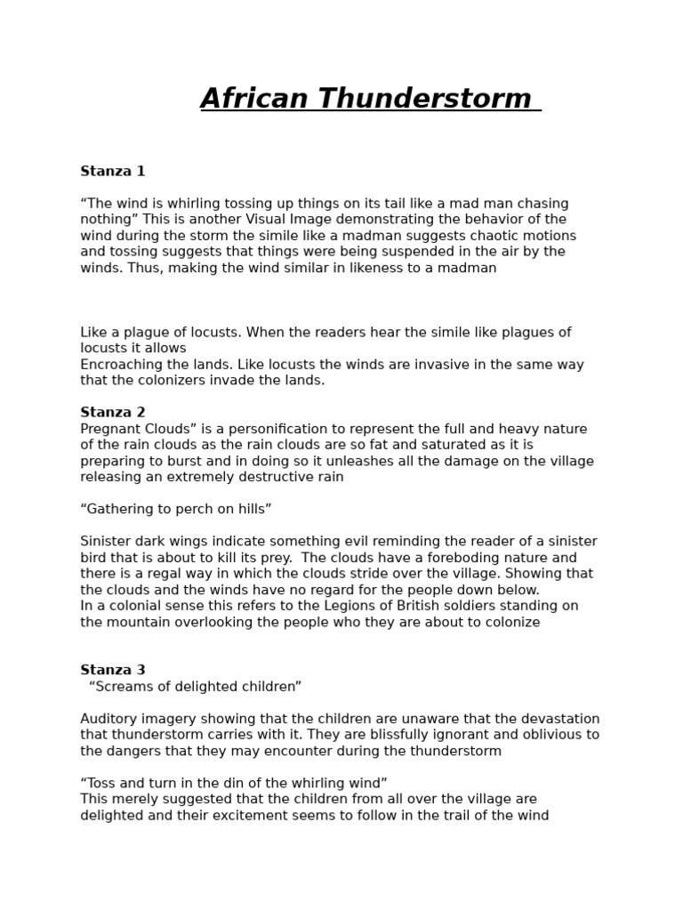 African Thunderstorm Pdf Wound Thunderstorm