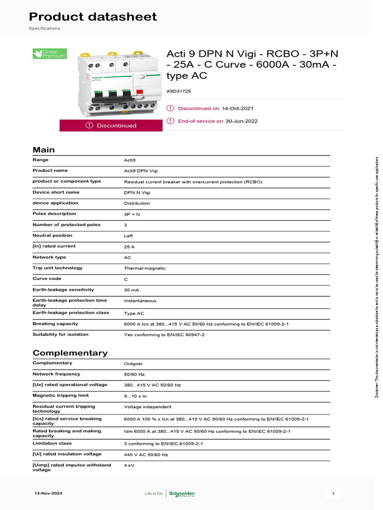 Schneider Electric - iDPN-Vigi - A9D31725 | PDF | Electrical ...