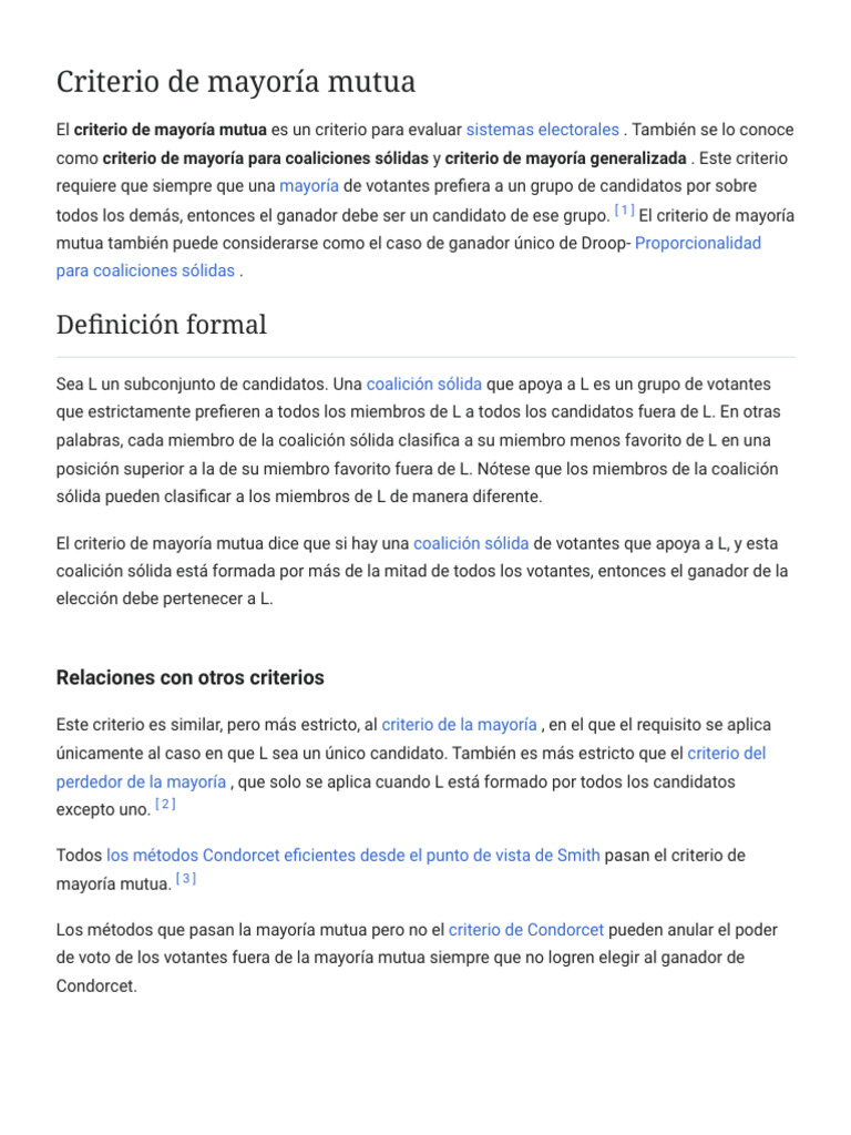 Criterio de Mayoría Mutua en Elecciones | PDF | Elecciones | Toma de ...