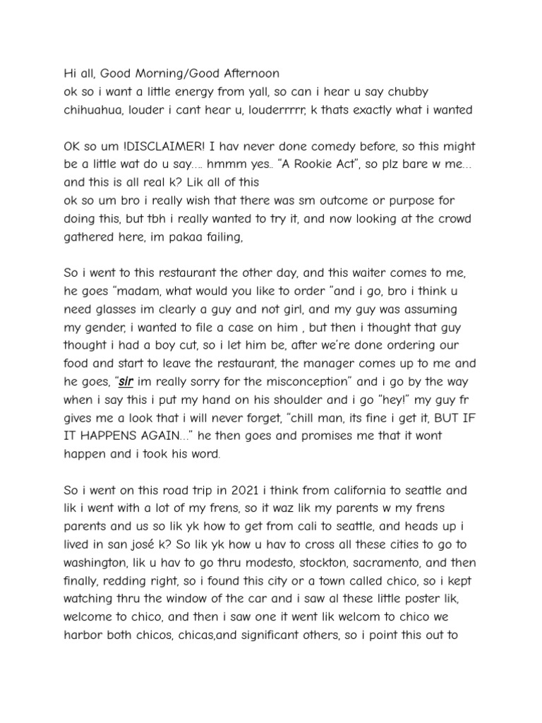 Stand Up Comdey 1 Pdf