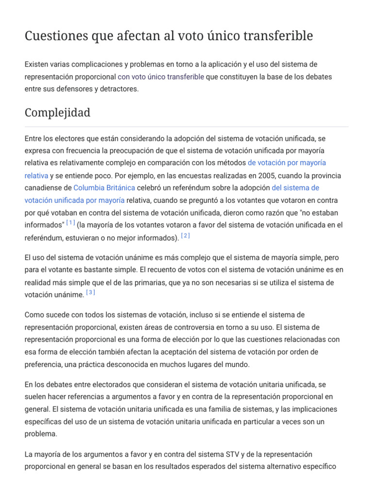 Complicaciones del voto único transferible | PDF | Votación | Votación