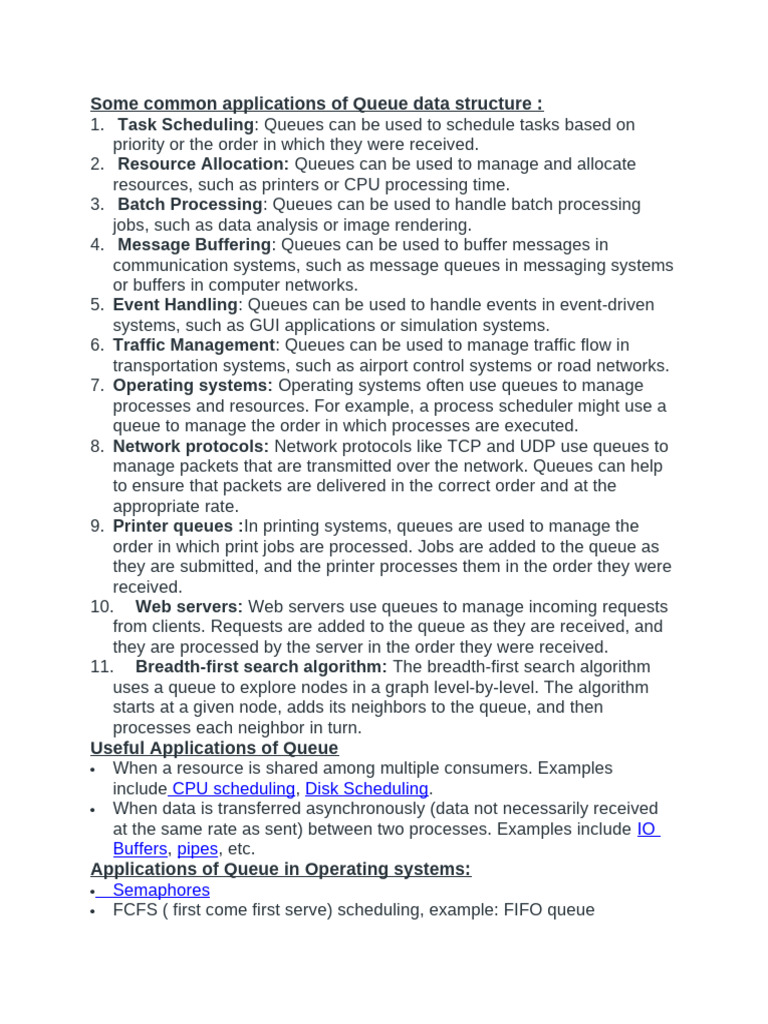 Some common applications of Queue data structure | PDF | Scheduling ...