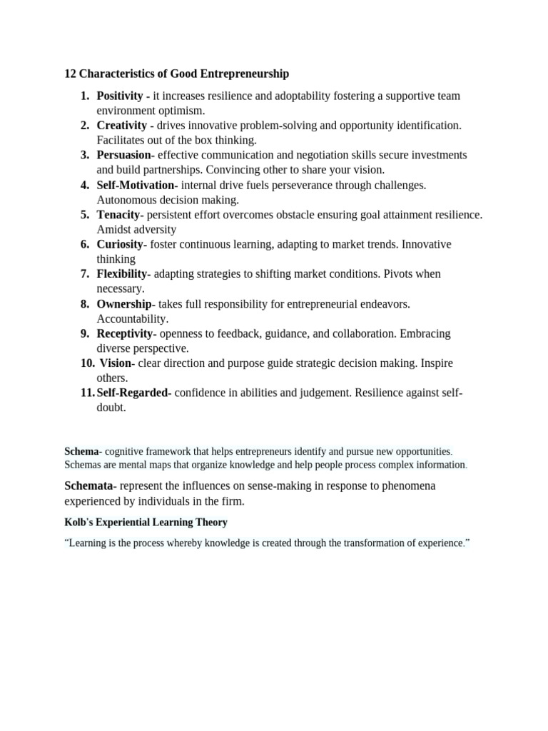 Key Traits of Successful Entrepreneurs | PDF