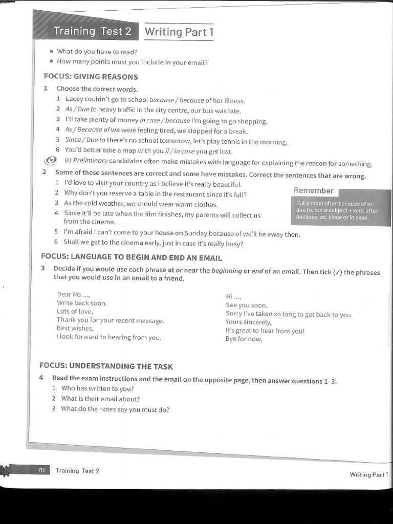 Cambridge B1 Trainer Test 2 Writing | PDF
