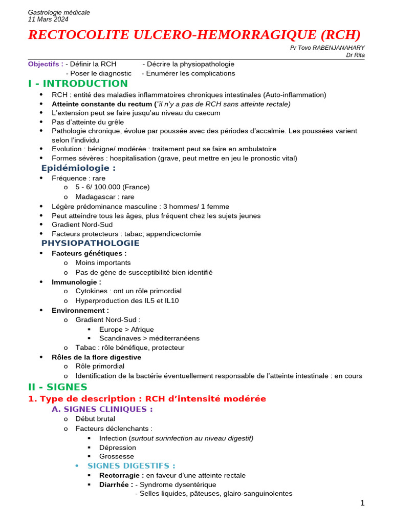 Rectocolite ulcérohémorragique Guide médical PDF Rectocolite — free download