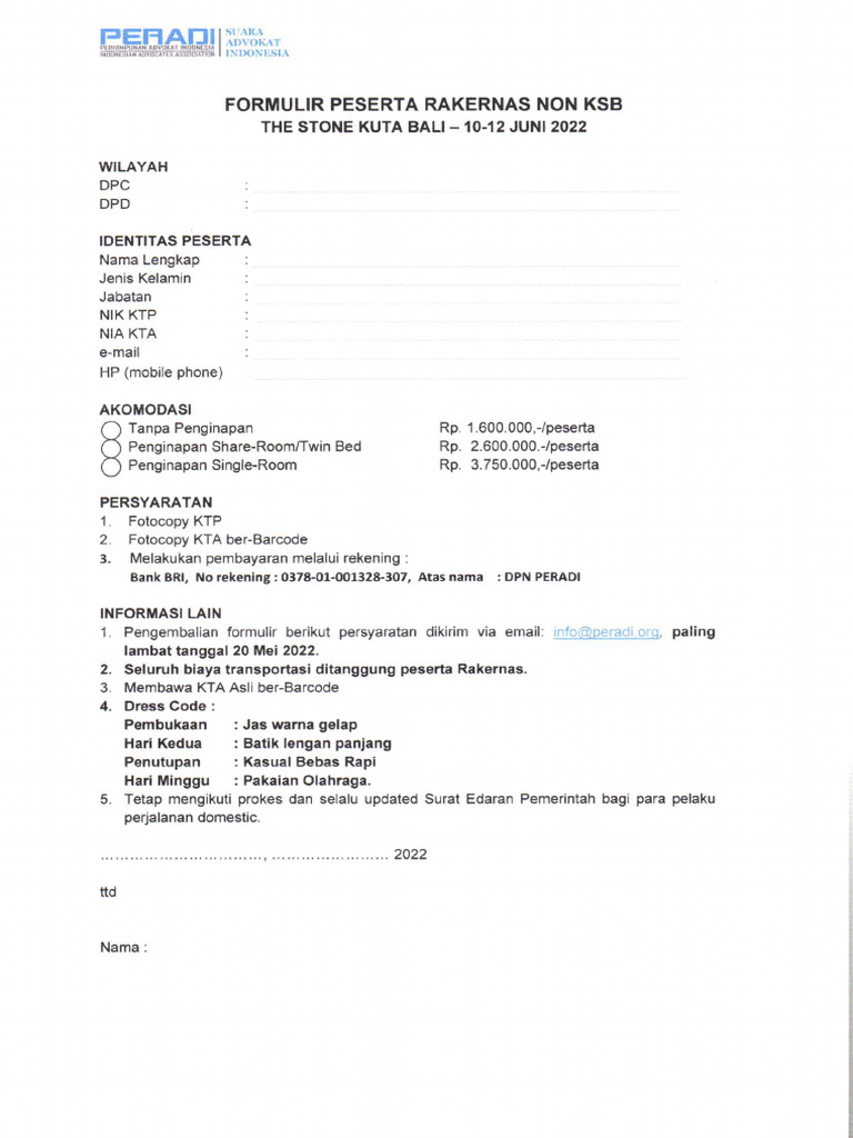 Form Non KSB Rakernas III | PDF