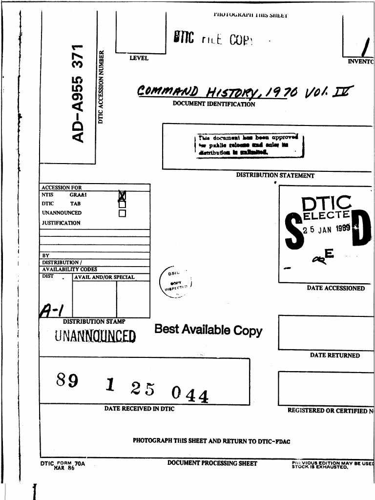 USMACV Command History 1970, Vol IV | PDF | Classified Information In ...