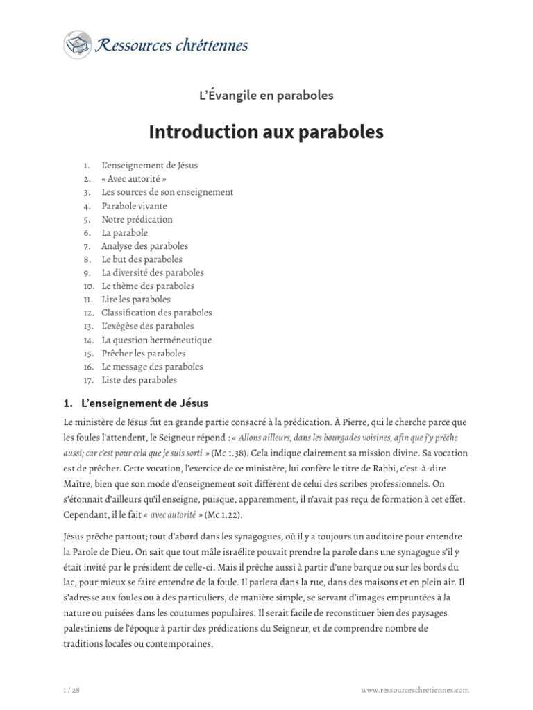 Comprendre les paraboles de Jésus | PDF | Jésus | Évangile selon Jean