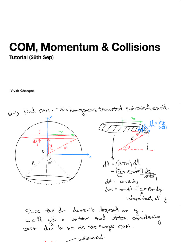COM Tutorial: Momentum & Collisions | PDF