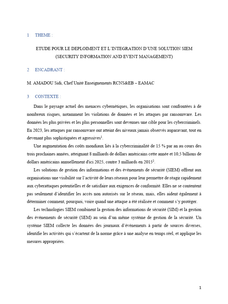 Déploiement d'une solution SIEM efficace | PDF | Informatique ...