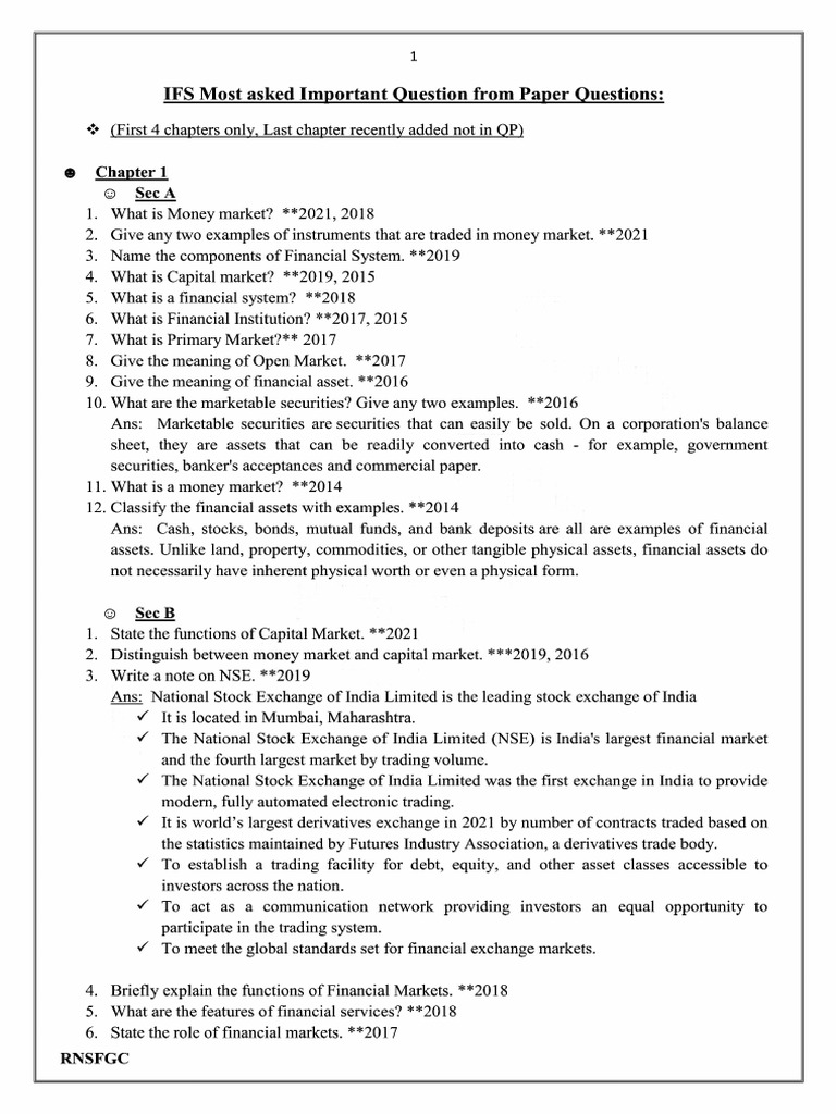 Ifs most asked important question pdf