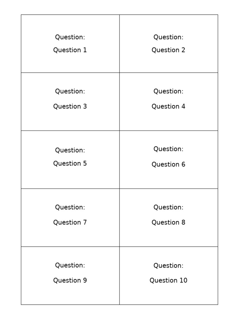 Question Stack Template - Word For Regular Paper | PDF