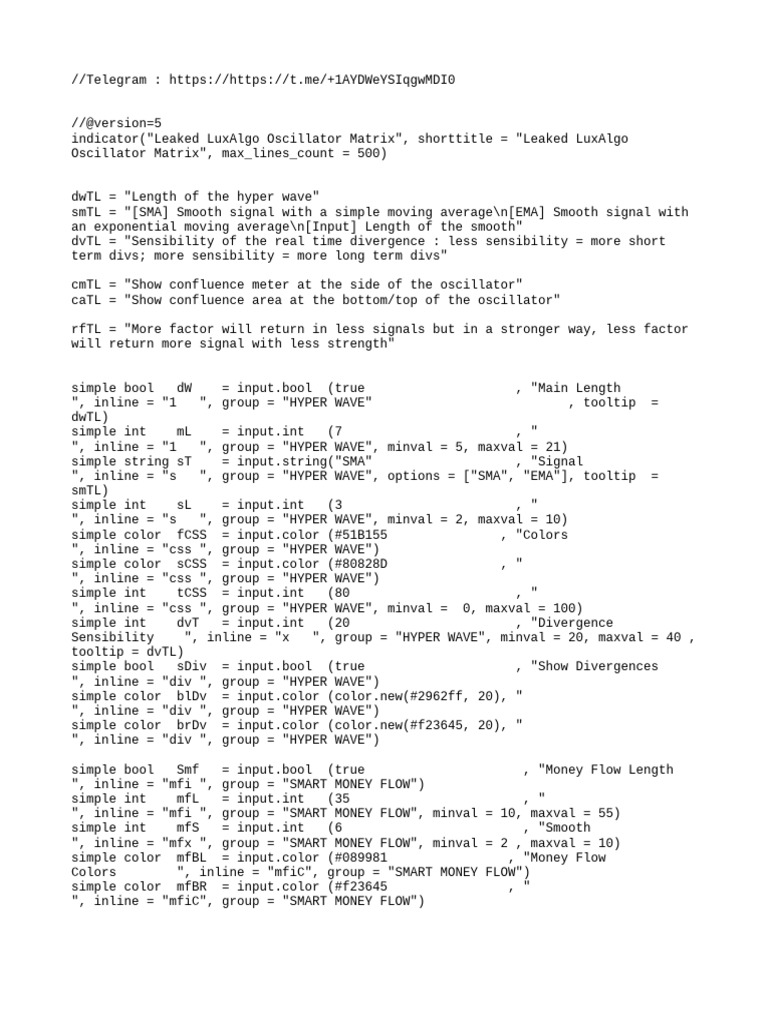 Leaked LuxAlgo Oscillator Matrix | PDF