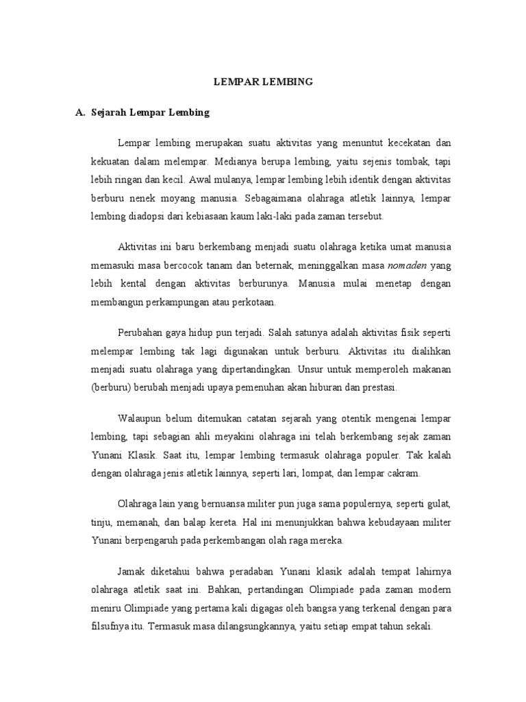 Makalah Lempar Lembing Pdf Contoh Makalah
