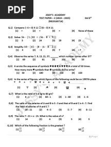 TEST PAPER - 2 (2024-2025) Std 6th