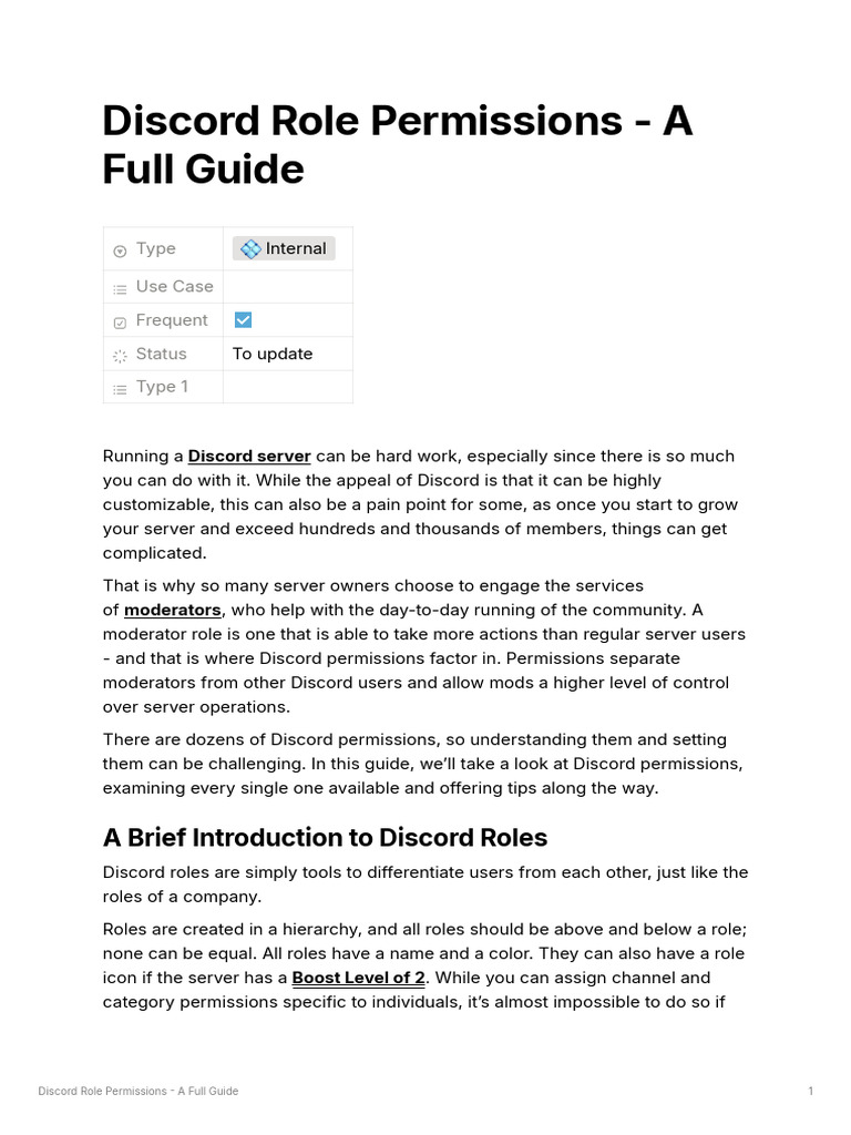Discord Role Permissions Explained | PDF | Internet | Software