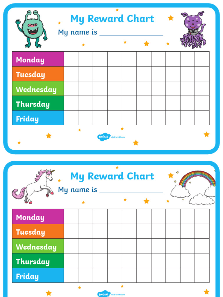 Kids' Weekly Reward Chart | PDF