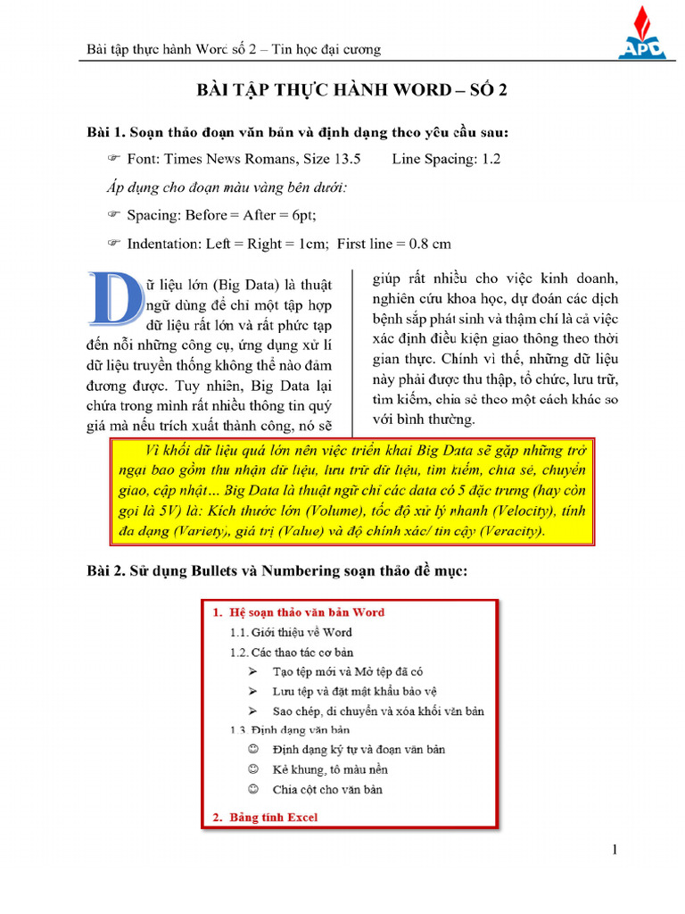 Bai Tap Word Apd - 2 | PDF