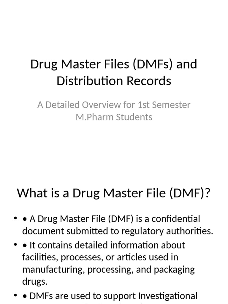 Detailed dmf and distribution records presentation pdf food and