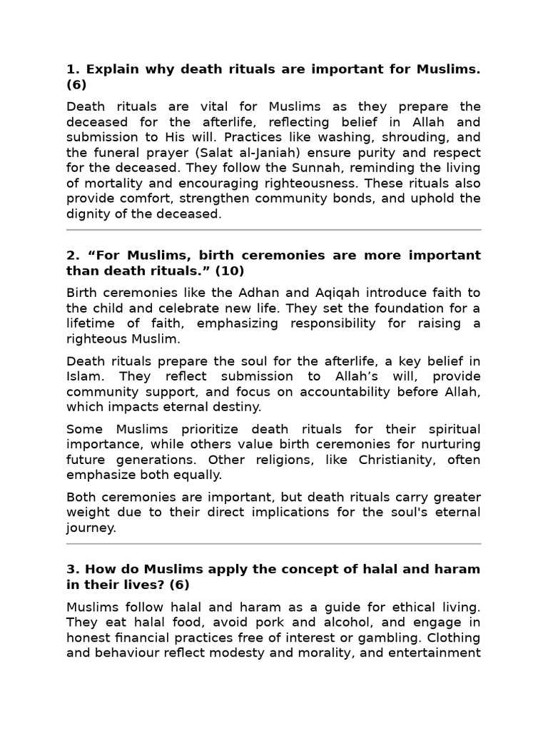 Importance of Death Rituals in Islam | PDF