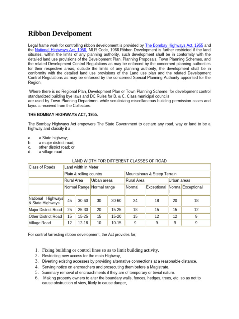 Maharashtra Ribbon Development Regulations | PDF | Road