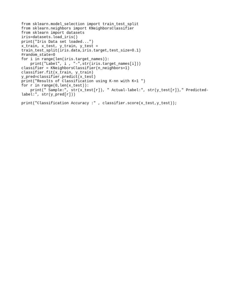 KNN Classification on Iris Dataset | PDF
