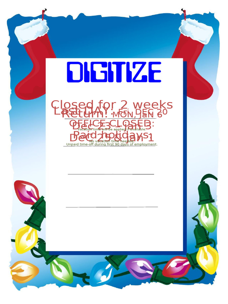 Holiday Office Closure Notice Pdf
