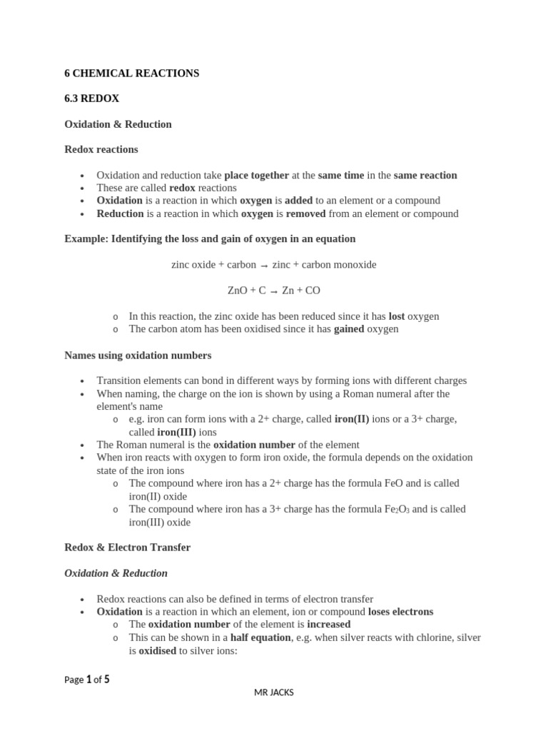 Comproportionation in Redox Reactions | PDF | Redox | Chemical Reactions