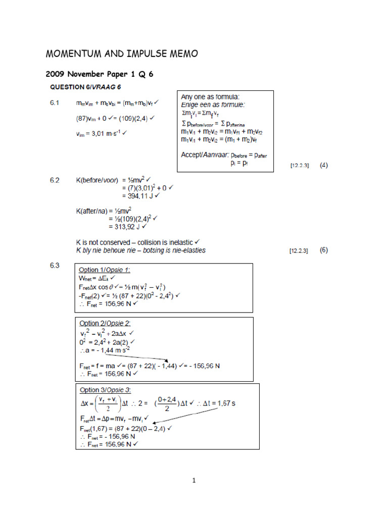 Momentum and Impulse Exam Papers | PDF | Educational Assessment And ...