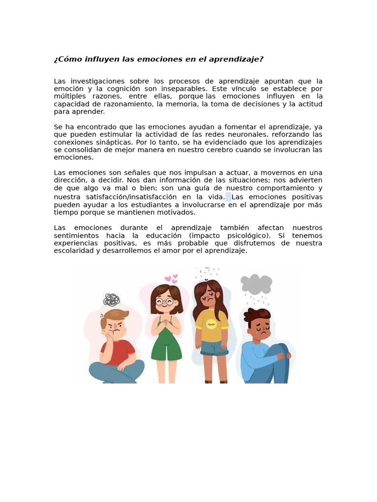 Emociones y su impacto en el aprendizaje | PDF
