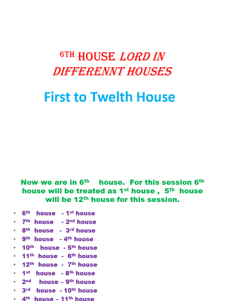 6th House Lord in Various Houses | PDF