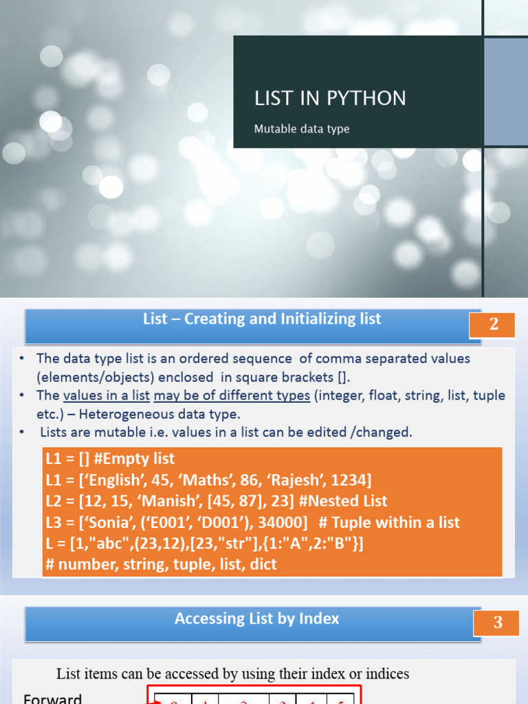 List in Python Final | PDF | Software Development | Computer Programming