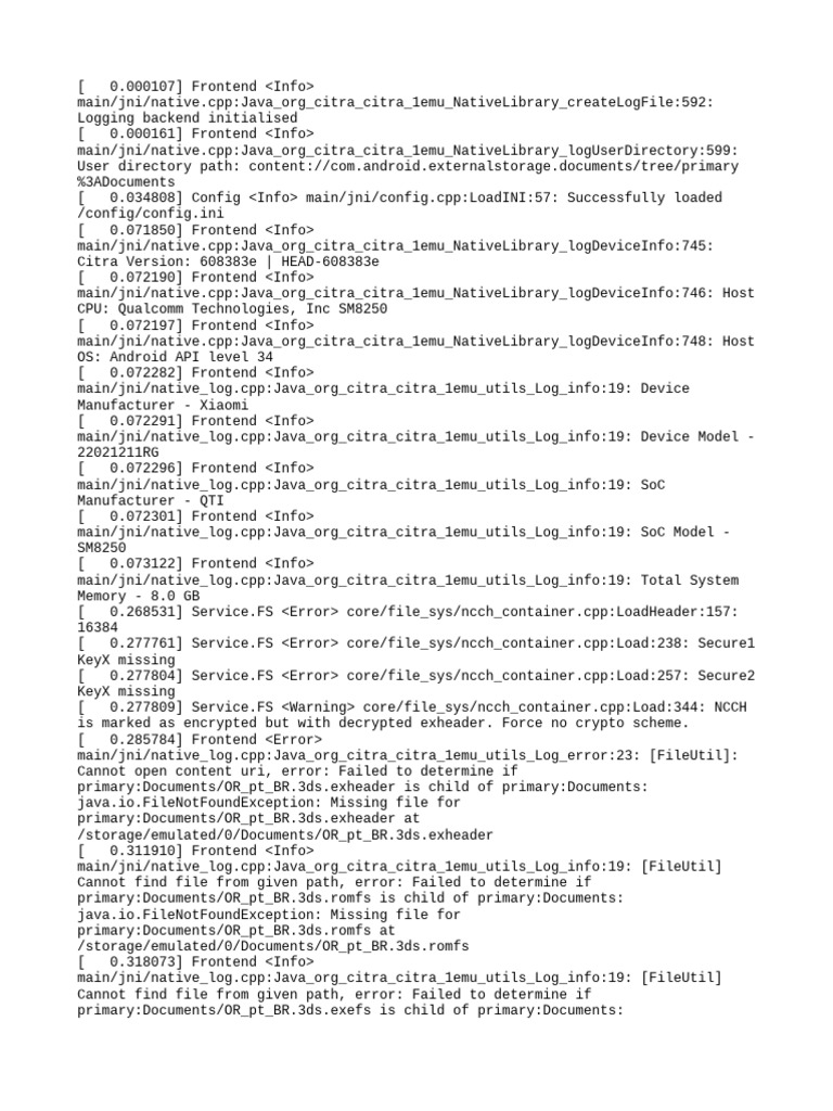 Citra Emulator Log File Analysis | PDF | Software | System Software