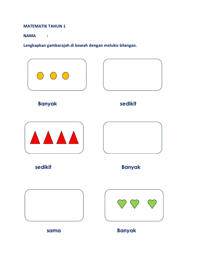 MATEMATIK TAHUN 1 latihan