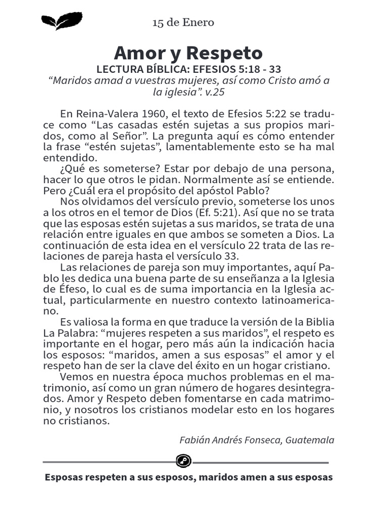 Amor y Respeto en el Matrimonio Cristiano | PDF