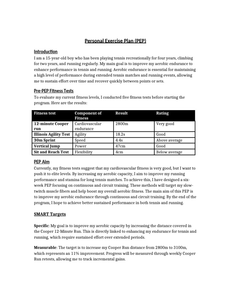 Personal Exercise Plan for Aerobic Endurance | PDF | Heart Rate ...