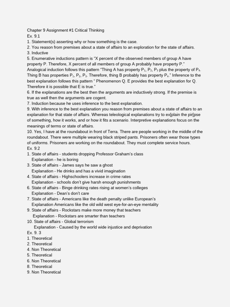 Critical Thinking Assignment Insights | PDF | Inductive Reasoning ...