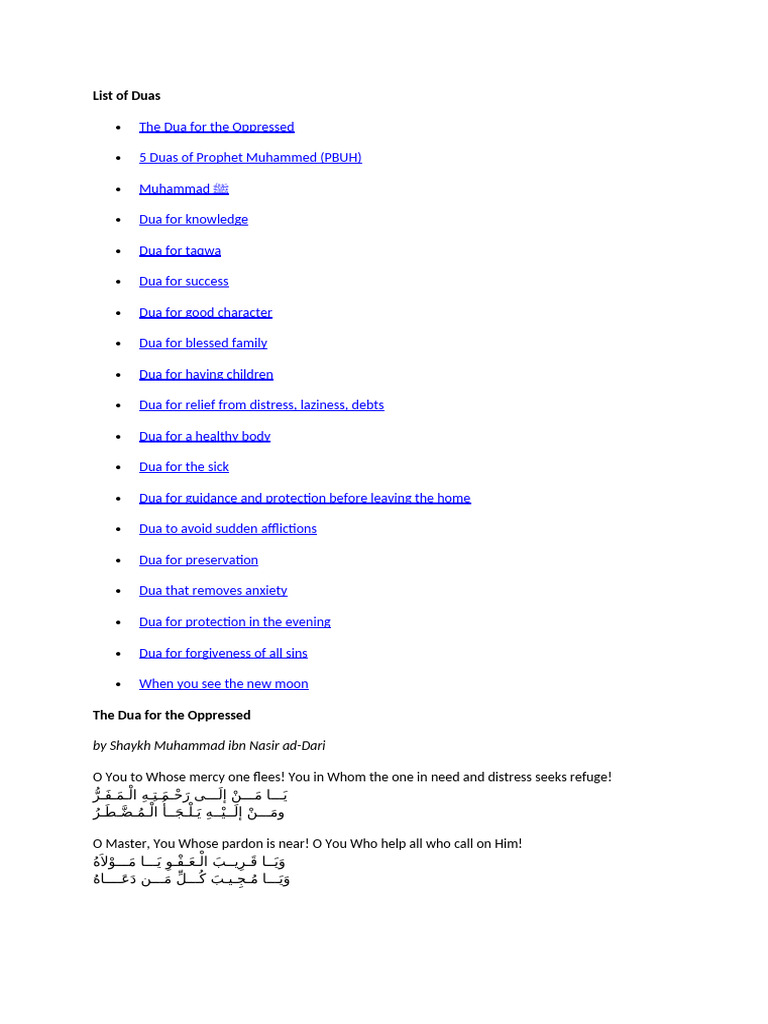 Comprehensive Dua List for Guidance | PDF | Allah | Religious Belief ...